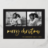 2枚のカジュアルフォトグリッドのスクリプト |メリークリスマス 箔シーズンカード (正面)