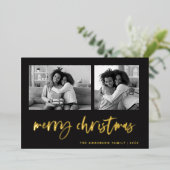 2枚のカジュアルフォトグリッドのスクリプト |メリークリスマス 箔シーズンカード (立ち正面)