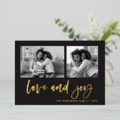 2枚のカジュアルフォトグリッドのスクリプト |愛と喜び 箔シーズンカード (立ち正面)