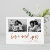 2枚のカジュアルフォトグリッドのスクリプト |愛と喜び 箔シーズンカード (立ち正面)