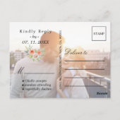 2枚のカスタムフォトウェディングパーソナライズされたRSVPを追加 ポストカード (裏面)