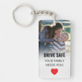 2枚のカスタム写真とメッセージをドライブに安全 キーホルダー (正面)