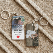2枚のカスタム写真とメッセージをドライブに安全 キーホルダー