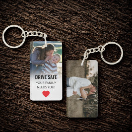 2枚のカスタム写真とメッセージをドライブに安全 キーホルダー