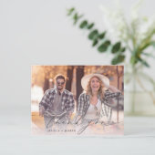2枚のカスタム写真をパーソナライズされた結婚追加 ポストカード (スタンド正面)