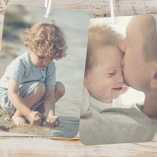 2枚のカスタム写真をパーソナライズ カーエアーフレッシュナー