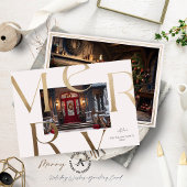 2枚のカスタム写真金ゴールドメリータイポグラフィ 招待状