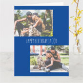 2枚のカスタム写真青誕生日 カード (黄色い花)