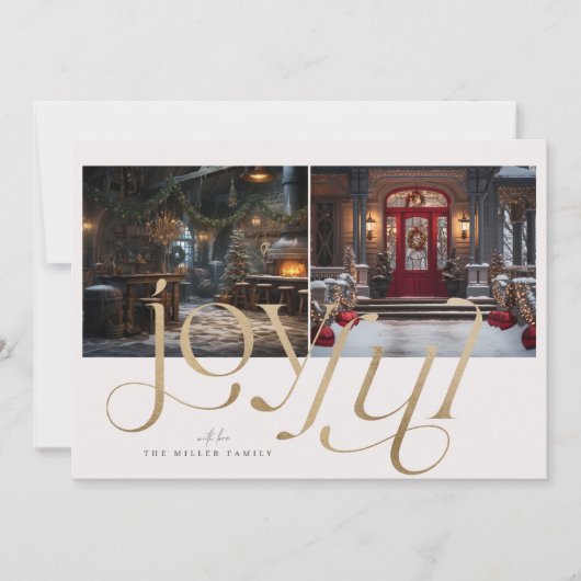 2枚のカスタム金ゴールドうれしそうなタイポグラフィ 招待状 (正面)