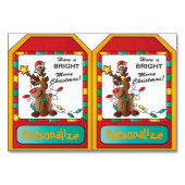 2枚のギフトの札の漫画のトナカイおよびマウス テーブルナンバー (正面)