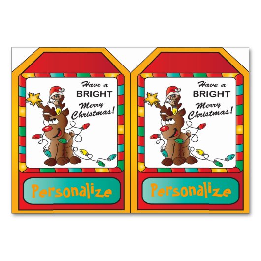 2枚のギフトの札の漫画のトナカイおよびマウス テーブルナンバー (正面)