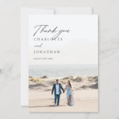 2枚のクラシック写真エレガントHand書 結婚 s サンキューカード (正面)