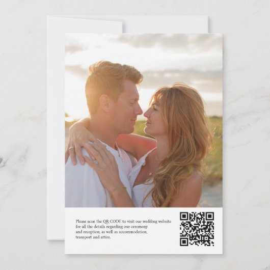 2枚のコンテンポラリー写真モダンQRコードのスクリプト作成 招待状 (裏面)