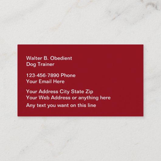 2枚のサイドビジネスカードを訓練している犬 名刺 (裏面)