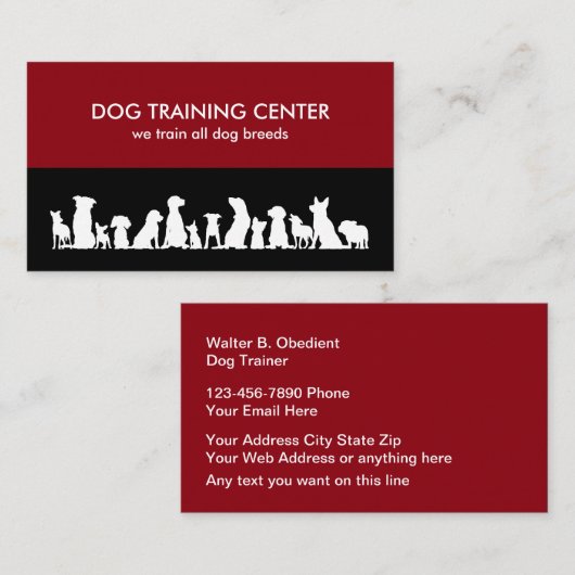 2枚のサイドビジネスカードを訓練している犬 名刺 (正面/裏面)