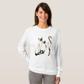2枚のシャム猫のワイシャツ Tシャツ (正面フル)