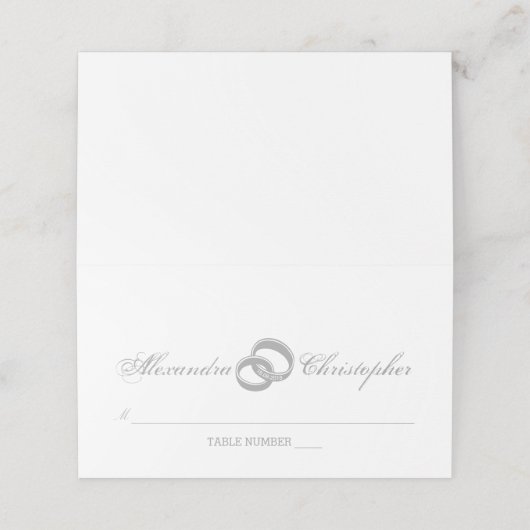 2枚のシルバーリングや輪が絡み合った座席表 プレイスカード (外部開封)