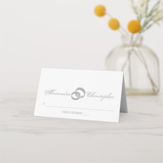 2枚のシルバーリングや輪が絡み合った座席表 プレイスカード (正面)