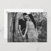 2枚のシンプルB/W写真のカップル日付を保存 ポストカード (正面/裏面)