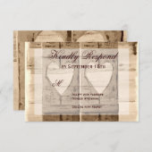 2枚のハート素朴・シャッターが結婚出欠届けカードを出す。 出欠カード (正面/裏面)