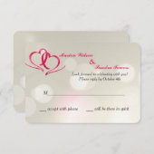 2枚のハート統一された・レスポンス・カード 招待状 (正面/裏面)