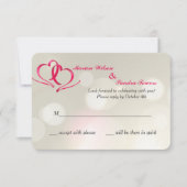 2枚のハート統一された・レスポンス・カード 招待状 (正面)