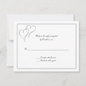 2枚のハート1愛RSVPカード 出欠カード (正面)