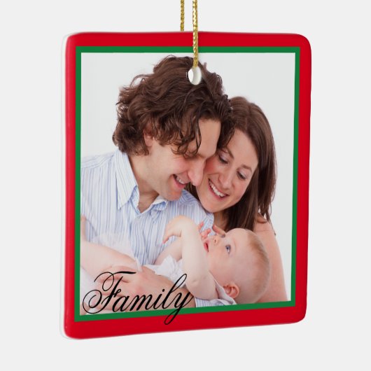 2枚のパーソナライズされたフォトファミリークリスマス セラミックオーナメント (右)