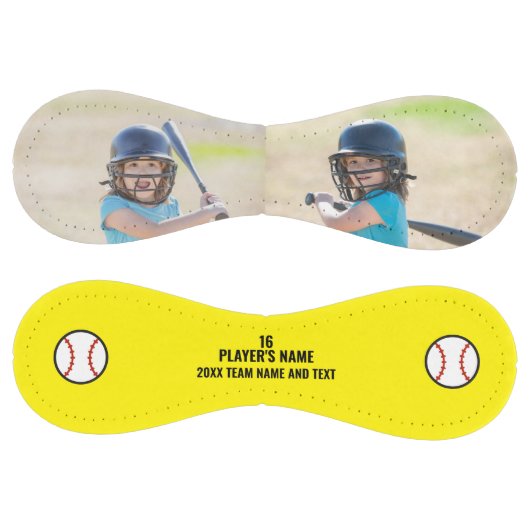 2枚のパーソナライズされたフォトプレーヤーとチーム名 ソフトボール (パネル)
