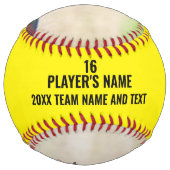 2枚のパーソナライズされたフォトプレーヤーとチーム名 ソフトボール (裏面)
