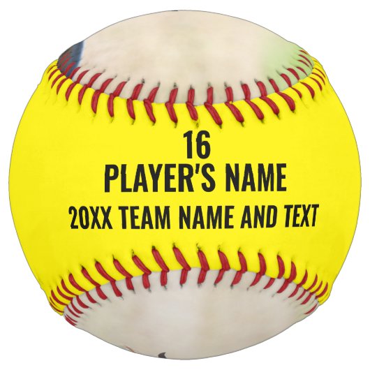 2枚のパーソナライズされたフォトプレーヤーとチーム名 ソフトボール (裏面)