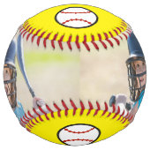 2枚のパーソナライズされたフォトプレーヤーとチーム名 ソフトボール (正面)