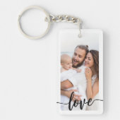 2枚のパーソナライズされたフォト文字ファミリ両面 キーホルダー (正面)