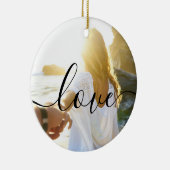2枚のパーソナライズされた写真とスクリプト文字ラブ セラミックオーナメント (右)