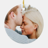 2枚のパーソナライズされた写真とスクリプト文字ラブ セラミックオーナメント (裏面)
