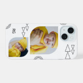 2枚のパーソナライズされた写真抽象芸術 iPhone 15ケース (裏面横)