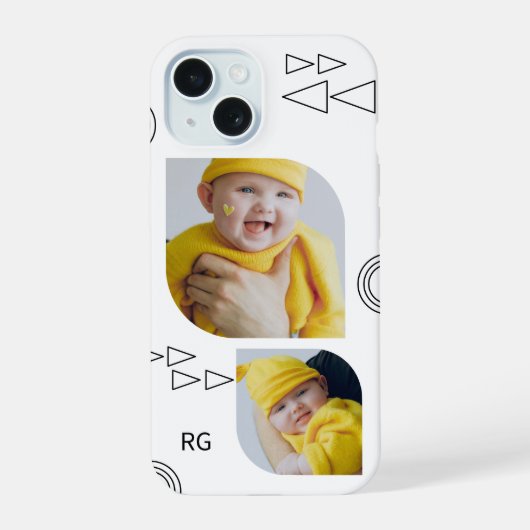 2枚のパーソナライズされた写真抽象芸術 iPhone 15ケース (裏面)