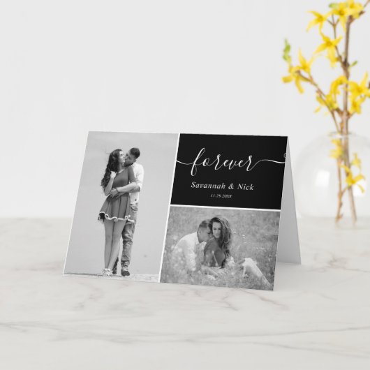 2枚のフォトカスタム（白黒）の永遠の文字 カード (黄色い花)