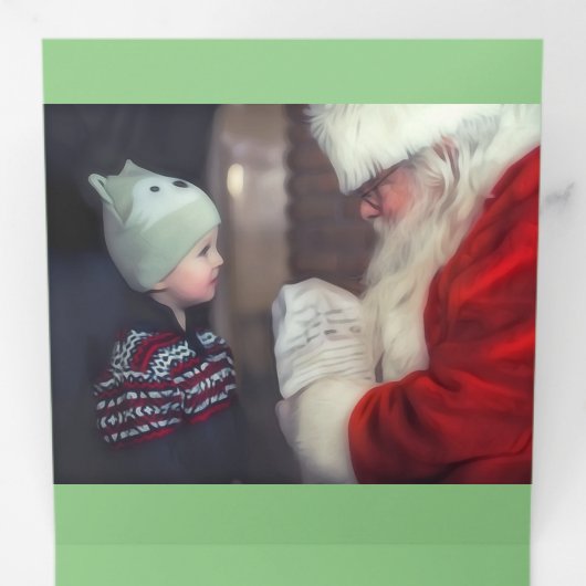 2枚のフォトクリスマスグリッター 三つ折りクリスマスカード (内部最初)