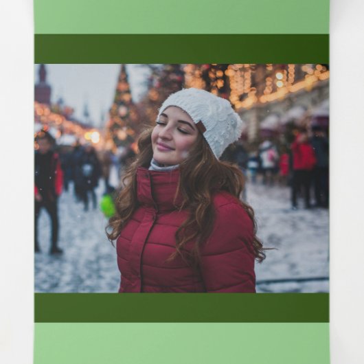 2枚のフォトクリスマスグリッター 三つ折りクリスマスカード (内部中)