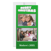 2枚のフォトクリスマスグリーン追加メッセージバックファミリー