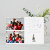 2枚のフォトクリスマスツリーモダン 箔招待状 (立ち正面)