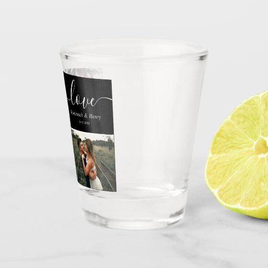 2枚のフォトコラージュブラックラブ脚本 ショットグラス (右)