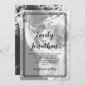 2枚のフォトジオメトエレガントリ結婚式招待状カード 招待状 (正面/裏面)