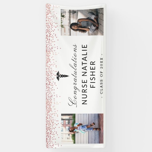 2枚のフォトスクリプトおめでとうナース卒業 横断幕 (縦)