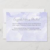 2枚のフォトパープル背景の卒業 案内状 (裏面)