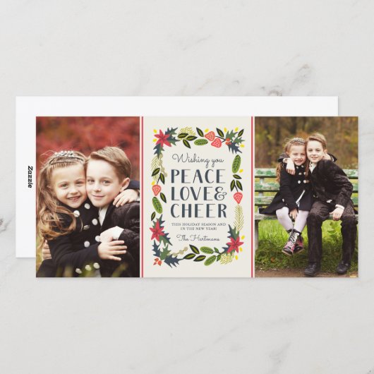 2枚のフォトフェスティバルフレームホリデーフォトカード シーズンカード (正面/裏面)