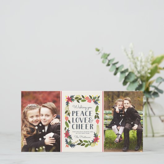 2枚のフォトフェスティバルフレームホリデーフォトカード シーズンカード (スタンド正面)