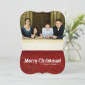 2枚のフォトフロントバックレッドレザールックホリデーカード シーズンカード (スタンド正面)