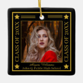 2枚のフォトブラック | 2023年金ゴールドクラス卒業 セラミックオーナメント (正面)